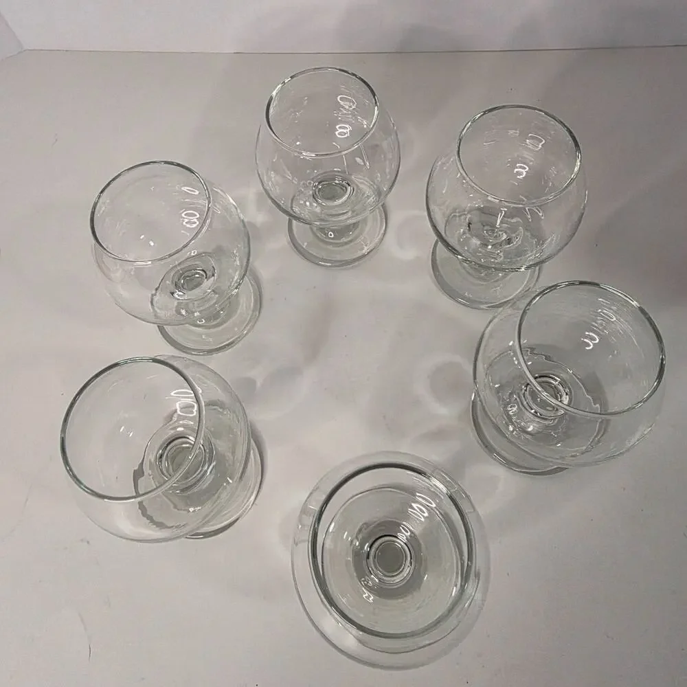Set of 6 Clear Glass Brandy Snifters Cognac Glasses Stemmed Barware